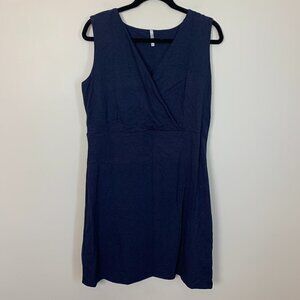 Blue Canoe Navy Blue Organic Bamboo & Cotton Cross Front Tank Midi Dress Large